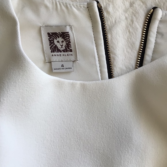 Anne Klein White/ Ivory with Black Lace Overlay Sleeveless Dress size 4 - Picture 3 of 7